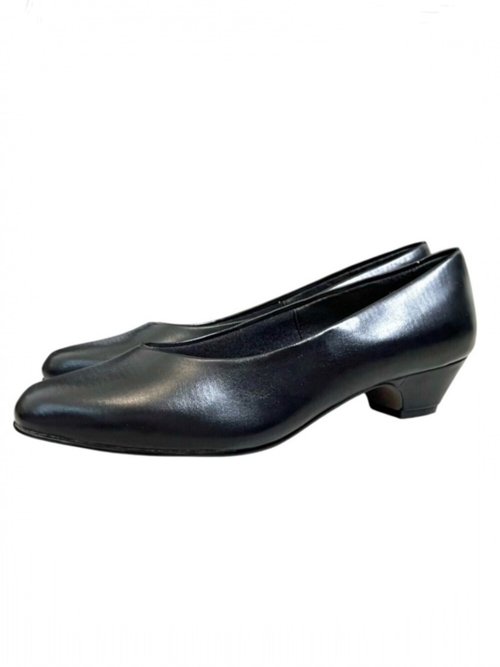 Soft Style by Hush Puppies Black Comfort Pumps Size 9.5 Wide Low Heel Work Shoes